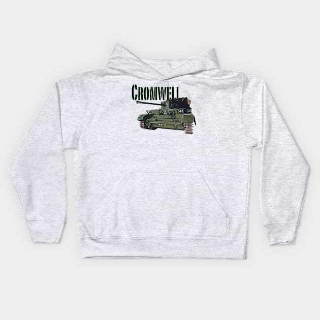 British Cromwell tank Kids Hoodie by BearCaveDesigns